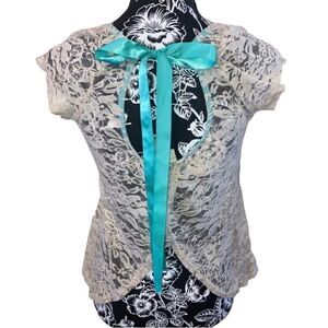 Daytrip Lace T Shirt Slit Back Ribbon Bow Lace Up Casual Fall Spring Buckle